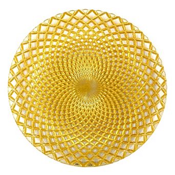 Gold Glass Dinner Plate Set 10.5" with Peacock-Style Pattern