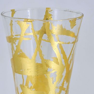 Gold Accent Flared Glass Vase for Centerpieces and Table Displays