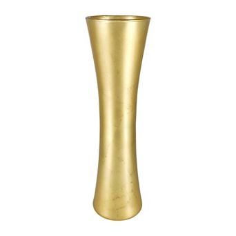 Gold Accent Flared Glass Vase for Centerpieces and Table Displays