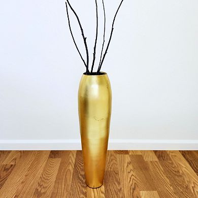 Handblown 28" Glass Oval Vase with Gold Gilding for Modern Décor