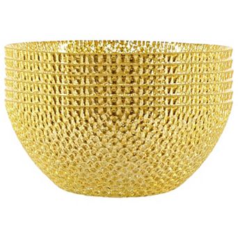 Set of 6 Gold-Toned Gilded Glass Bowls with Distressed Pebble Detail for Small Servings