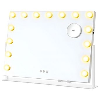 LED Vanity Mirror with 3 Light Modes, USB Ports, and Rotation for Bedroom or Bathroom