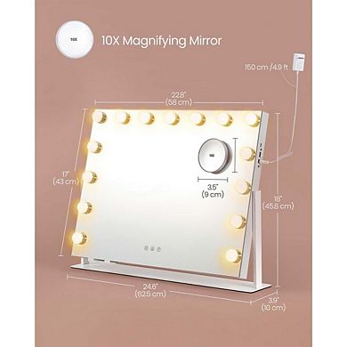 LED Vanity Mirror with 3 Light Modes, USB Ports, and Rotation for Bedroom or Bathroom