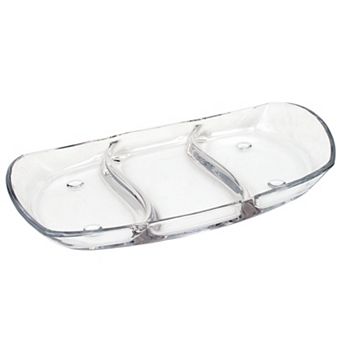 Clear Cristalline Glass Sectioned Tray for Appetizers and Sides