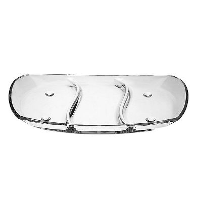 Clear Cristalline Glass Sectioned Tray for Appetizers and Sides