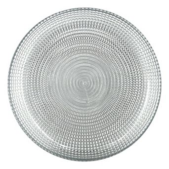 7.75-inch Silver Gilded Glass Salad Plate with Swirl Design and Beaded Rim - 1 pc