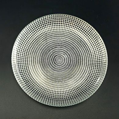 7.75-inch Silver Gilded Glass Salad Plate with Swirl Design and Beaded Rim - 1 Piece