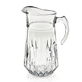 75 oz Clear Cristalline Glass Pitcher with Diamond-Cut Texture