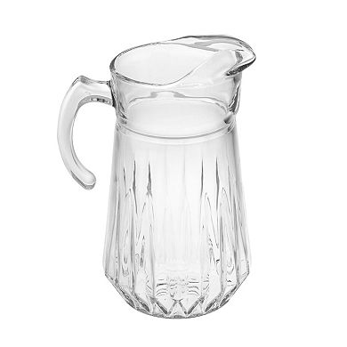 75 oz Clear Cristalline Glass Pitcher with Diamond-Cut Texture