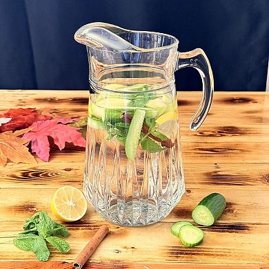 75 oz Clear Cristalline Glass Pitcher with Diamond-Cut Texture