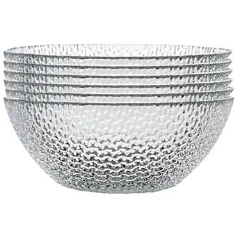 Set of 6 Clear Glass Side Bowls with Pebble Texture for Snacks, Sides and Small Servings