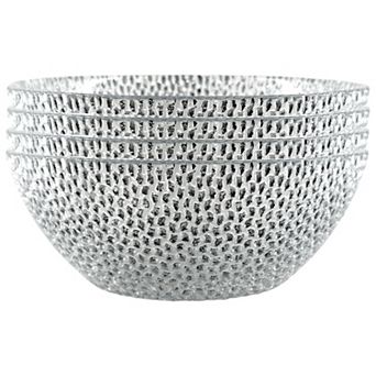 Set of 4 Silver-Gilded Glass Side Bowls with Pebble Texture for Snacks, Sauces and Small Servings