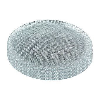 Glass Dinner Plate 10.5" in Silver with Distressed Detail - Set of 4