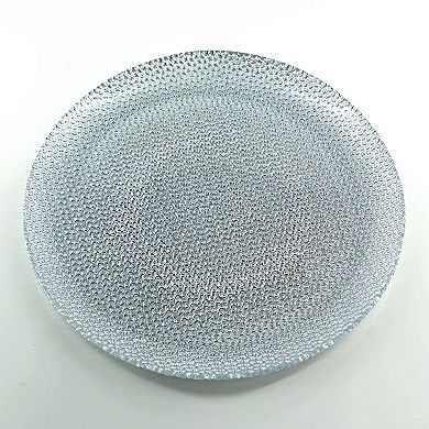 Glass Dinner Plate 10.5" in Silver with Distressed Detail - Set of 4