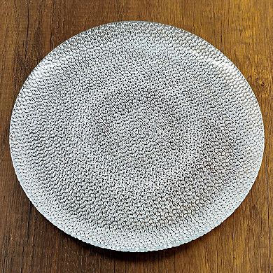 Glass Dinner Plate 10.5" in Silver with Distressed Detail - Set of 4