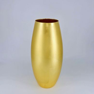 Handblown 15" Gold Leaf Bullet Vase for Tables and Centerpieces