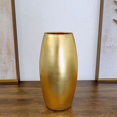 Handblown 15" Gold Leaf Bullet Vase for Tables and Centerpieces