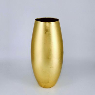 Handblown 15" Gold Leaf Bullet Vase for Tables and Centerpieces