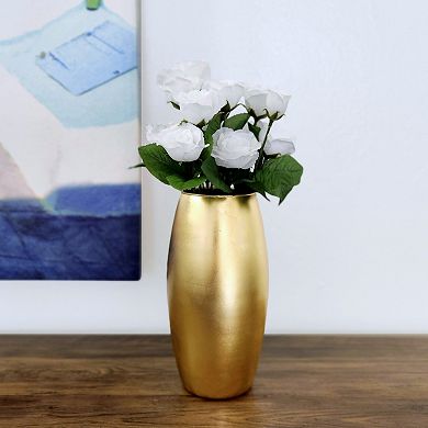 Handblown 15" Gold Leaf Bullet Vase for Tables and Centerpieces