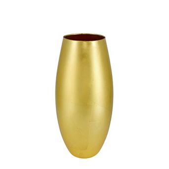 Handblown 15" Gold Leaf Bullet Vase for Tables and Centerpieces