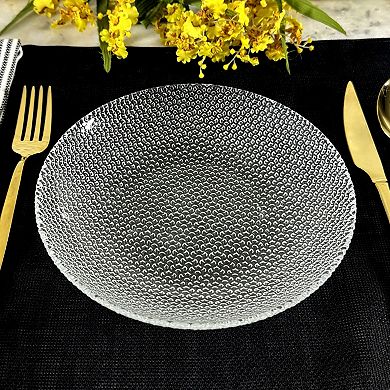 Pebble-Pattern Clear Glass Plate, 8-Inch Soup, Salad, and Pasta Serving Dish - 1 Piece