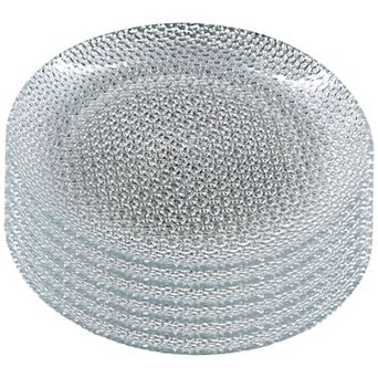 Gilded Glass Salad Plates Set of 6, Silver Pebble Pattern, 7.5-Inch Round for Salads or Appetizers
