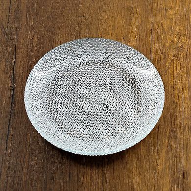Gilded Glass Salad Plates Set of 6, Silver Pebble Pattern, 7.5-Inch Round for Salads or Appetizers