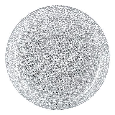 Gilded Glass Salad Plates Set of 6, Silver Pebble Pattern, 7.5-Inch Round for Salads or Appetizers