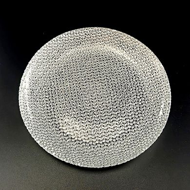 Gilded Glass Salad Plates Set of 6, Silver Pebble Pattern, 7.5-Inch Round for Salads or Appetizers