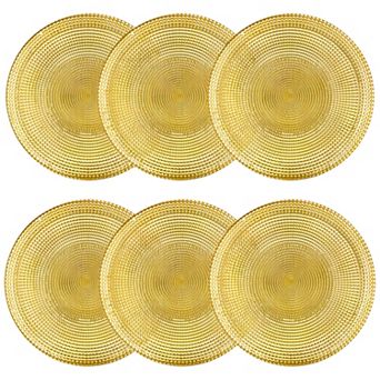 Gilded Glass Dinner Plate Set in Gold, 10.75-Inch Serving Plates, Set of 6