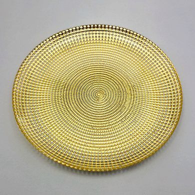 Gilded Glass Dinner Plate Set in Gold, 10.75-Inch Serving Plates, Set of 6