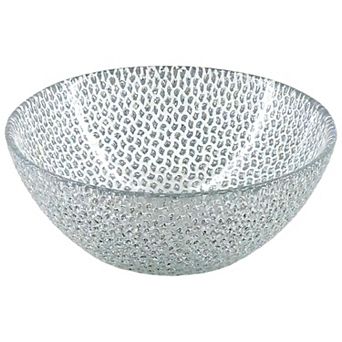 1 pc Textured Silver Glass Snack Bowl with Pebble Pattern for Small Sides and Desserts