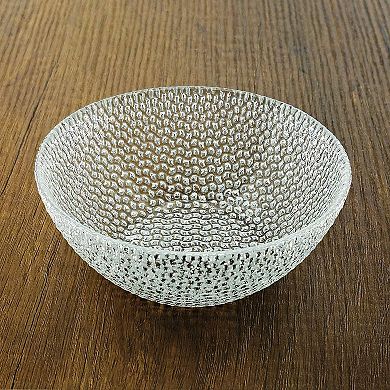 1 Piece Textured Silver Glass Snack Bowl with Pebble Pattern for Small Sides and Desserts