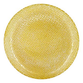 1 pc Gold Glass Salad Plate with Textured Pebble Design for Salads or Desserts