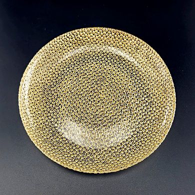 1 Piece Gold Glass Salad Plate with Textured Pebble Design for Salads or Desserts