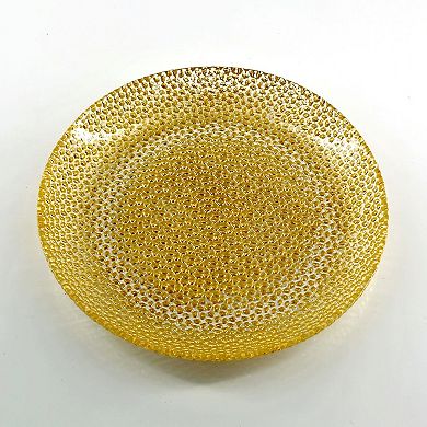 1 Piece Gold Glass Salad Plate with Textured Pebble Design for Salads or Desserts