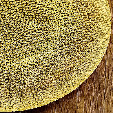 1 Piece Gold Glass Salad Plate with Textured Pebble Design for Salads or Desserts