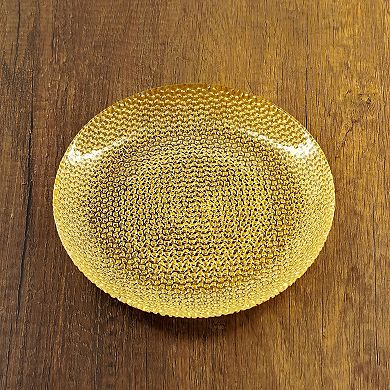 1 Piece Gold Glass Salad Plate with Textured Pebble Design for Salads or Desserts