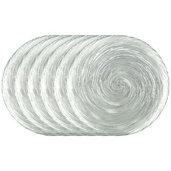 Gilded Glass Dinner Plates Set of 6, Silver Vortex Swirl, 10.75-Inch Round for Dining or Serving