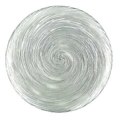 Gilded Glass Dinner Plates Set of 6, Silver Vortex Swirl, 10.75-Inch Round for Dining or Serving