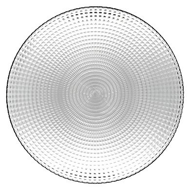 Clear Glass Dinner Plate Set of 6, 10.75-Inch Round Swirl Design with Beaded Edge