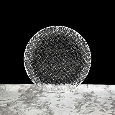 Clear Glass Salad Plate Set of 4, 7.5-Inch Round Pebble Pattern