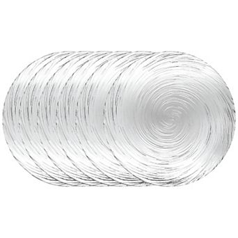 Clear Glass Plate Set of 6 for Dinner and Serving, 10.75-Inch Vortex Pattern