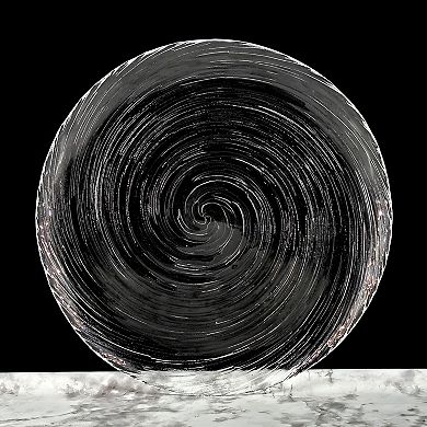 Clear Glass Plate Set of 6 for Dinner and Serving, 10.75-Inch Vortex Pattern