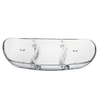 Clear Cristalline Glass Sectioned Tray for Appetizers and Sides