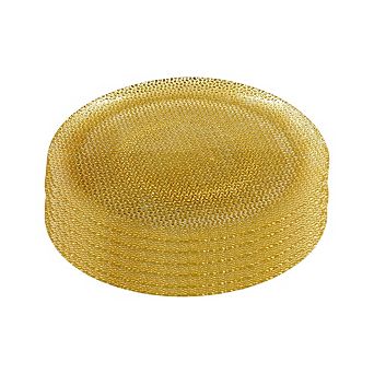 10.5" Gold Finish Glass Dinner or Dessert Plate - Set of 6