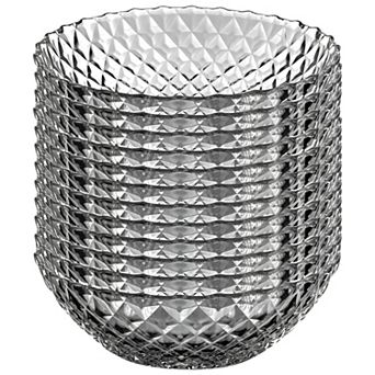 Set of 12 Clear Glass Side Bowls with Diamond Texture for Snacks, Sauces and Small Portions