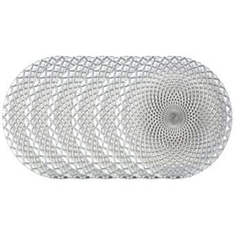 Silver Glass Dinner Plate Set 10.5" for Dining or Hosting - Set of 6