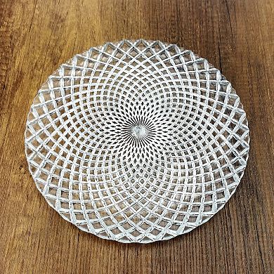 Silver Glass Dinner Plate Set 10.5" for Dining or Hosting - Set of 6