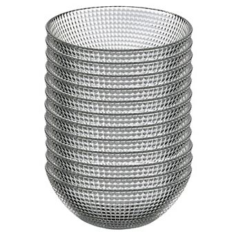 Set of 12 Clear Glass Side Bowls with Swirl Pattern for Snacks and Small Servings